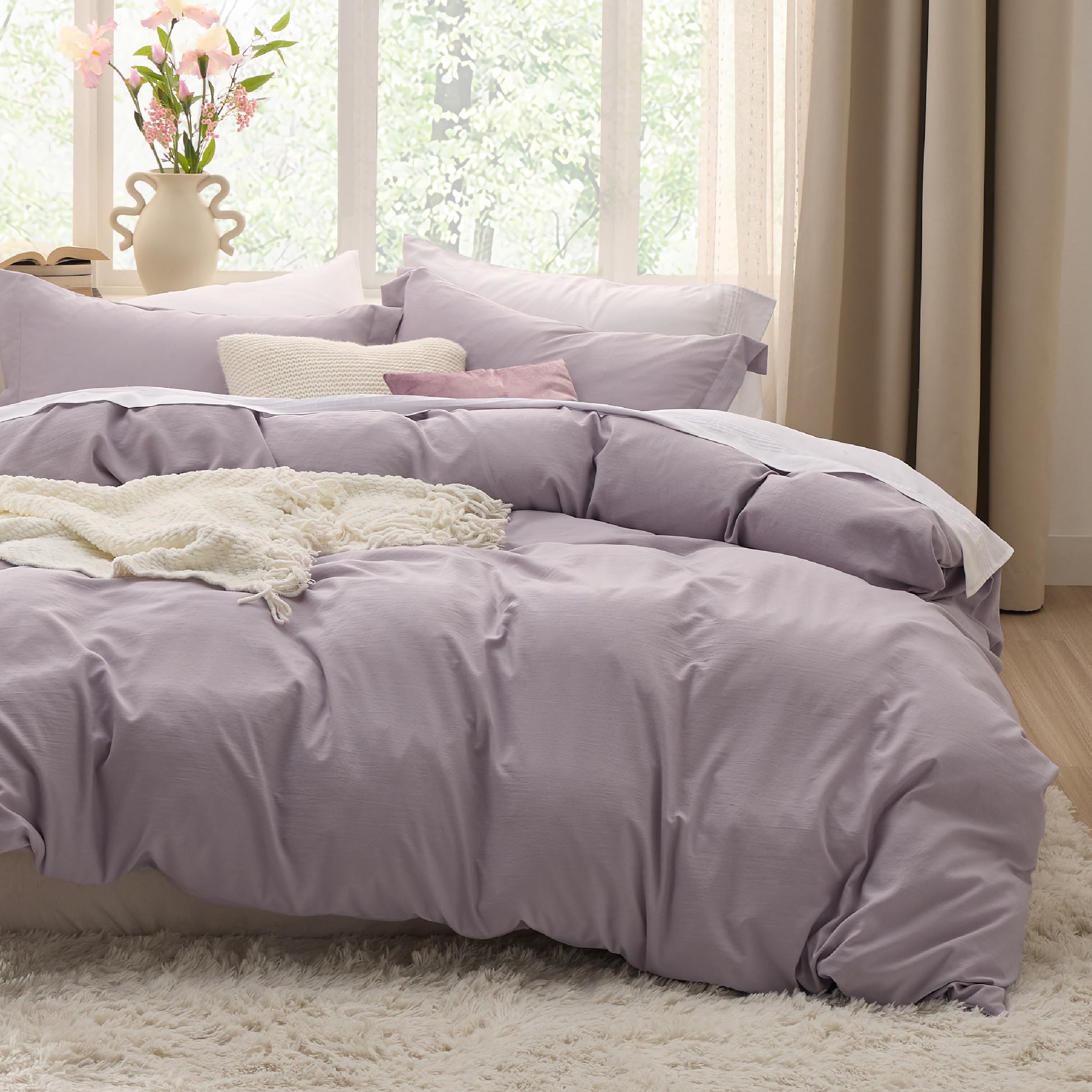 Bedsure Soft Prewashed Duvet Cover Set with Zipper Closure and Pillow Covers, Comforter Not Included