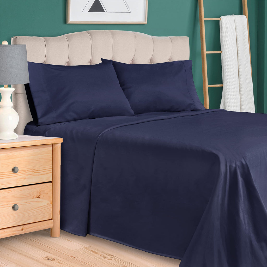 Superior Egyptian Cotton 300 Thread Count Bed Sheet Set, 1 Elastic Deep Pocket Fitted Sheet, 1 Flat Sheet, 2 Pillowcases, Soft Bedding, Luxury Sheets, Sateen Weave