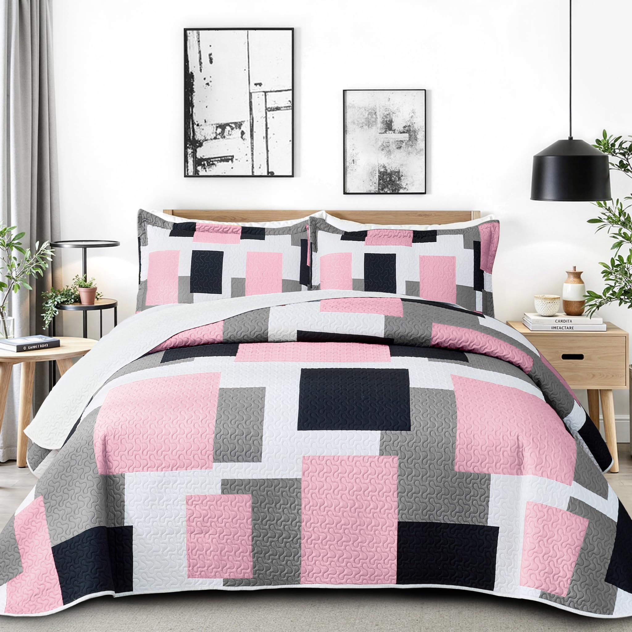 Modern Geometric Abstract Bedding Set, 3 Pieces