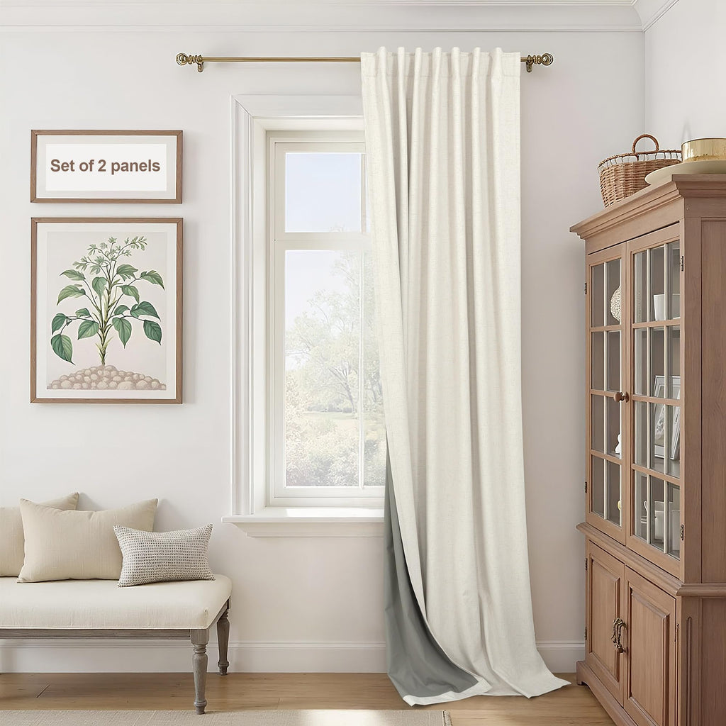 Faux Linen Thermal Blackout Curtains for Bedroom