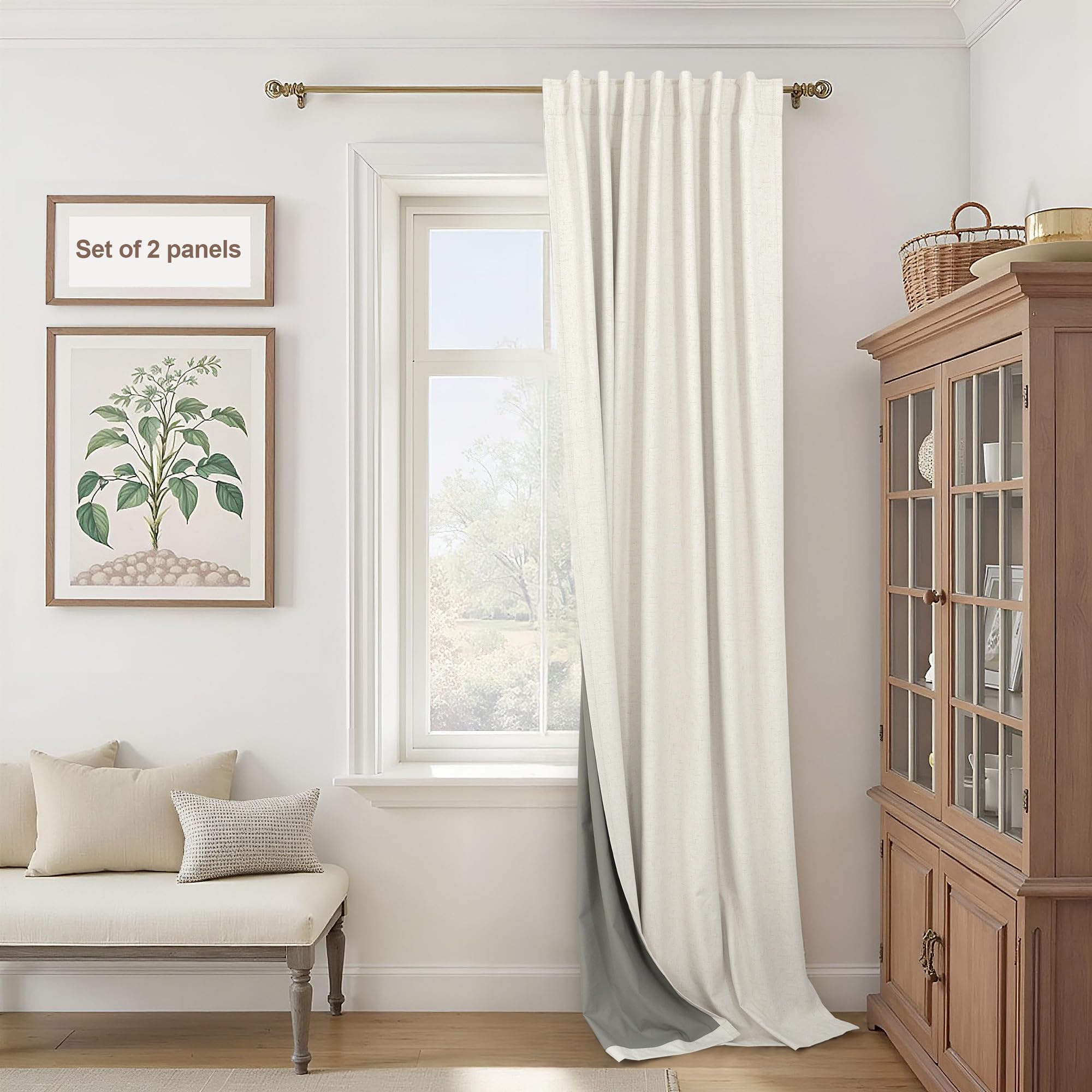 Faux Linen Thermal Blackout Curtains for Bedroom