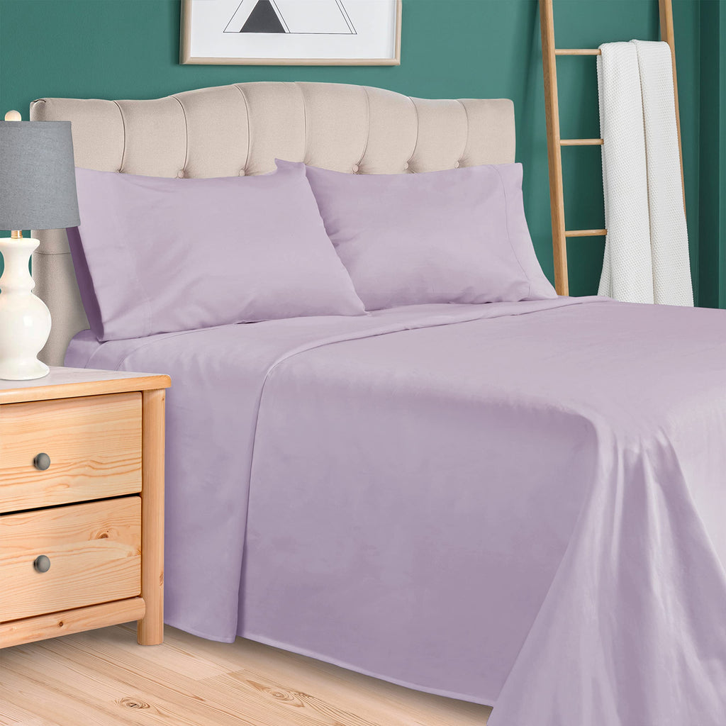 Superior Egyptian Cotton 300 Thread Count Bed Sheet Set, 1 Elastic Deep Pocket Fitted Sheet, 1 Flat Sheet, 2 Pillowcases, Soft Bedding, Luxury Sheets, Sateen Weave