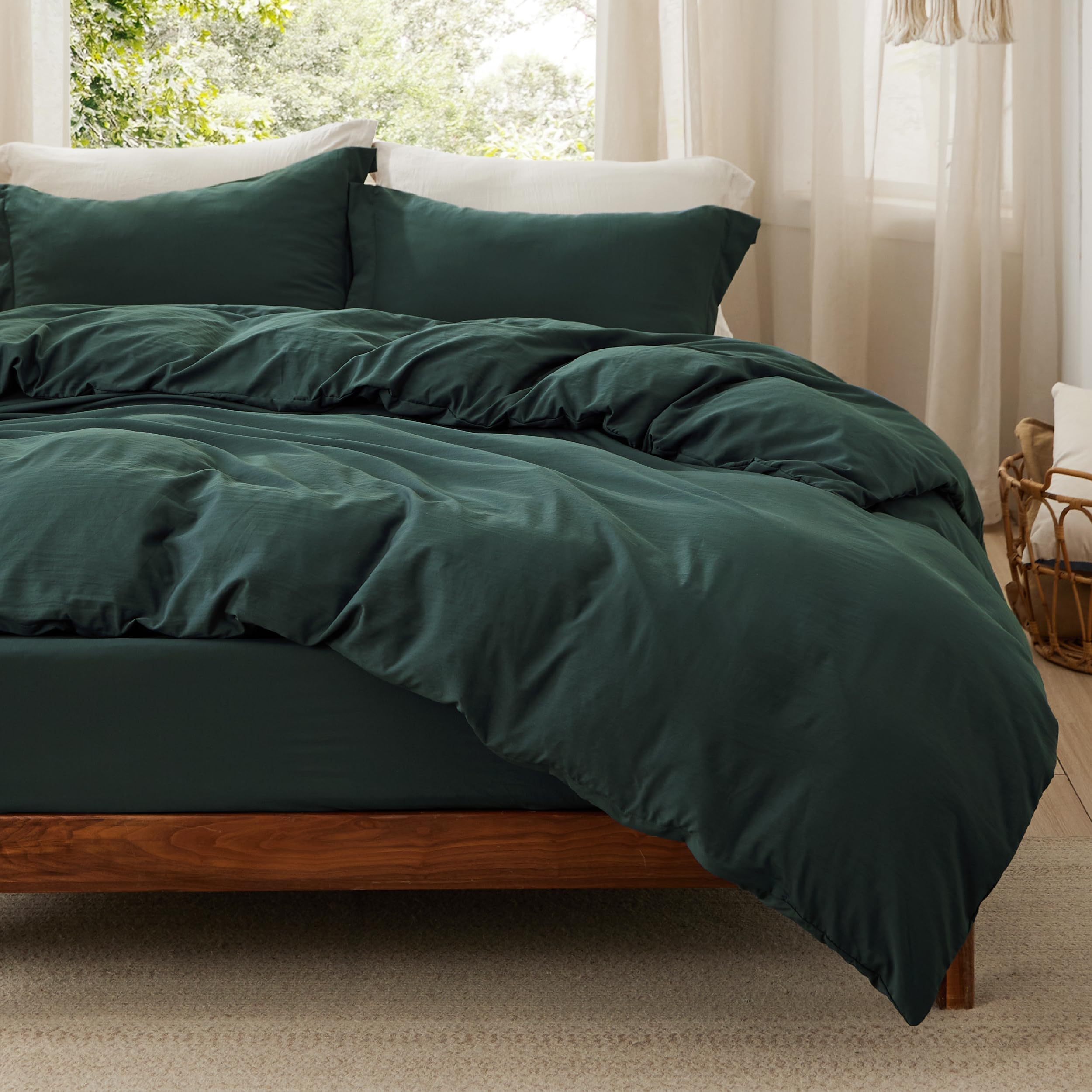 Bedsure Soft Prewashed Duvet Cover Set with Zipper Closure and Pillow Covers, Comforter Not Included