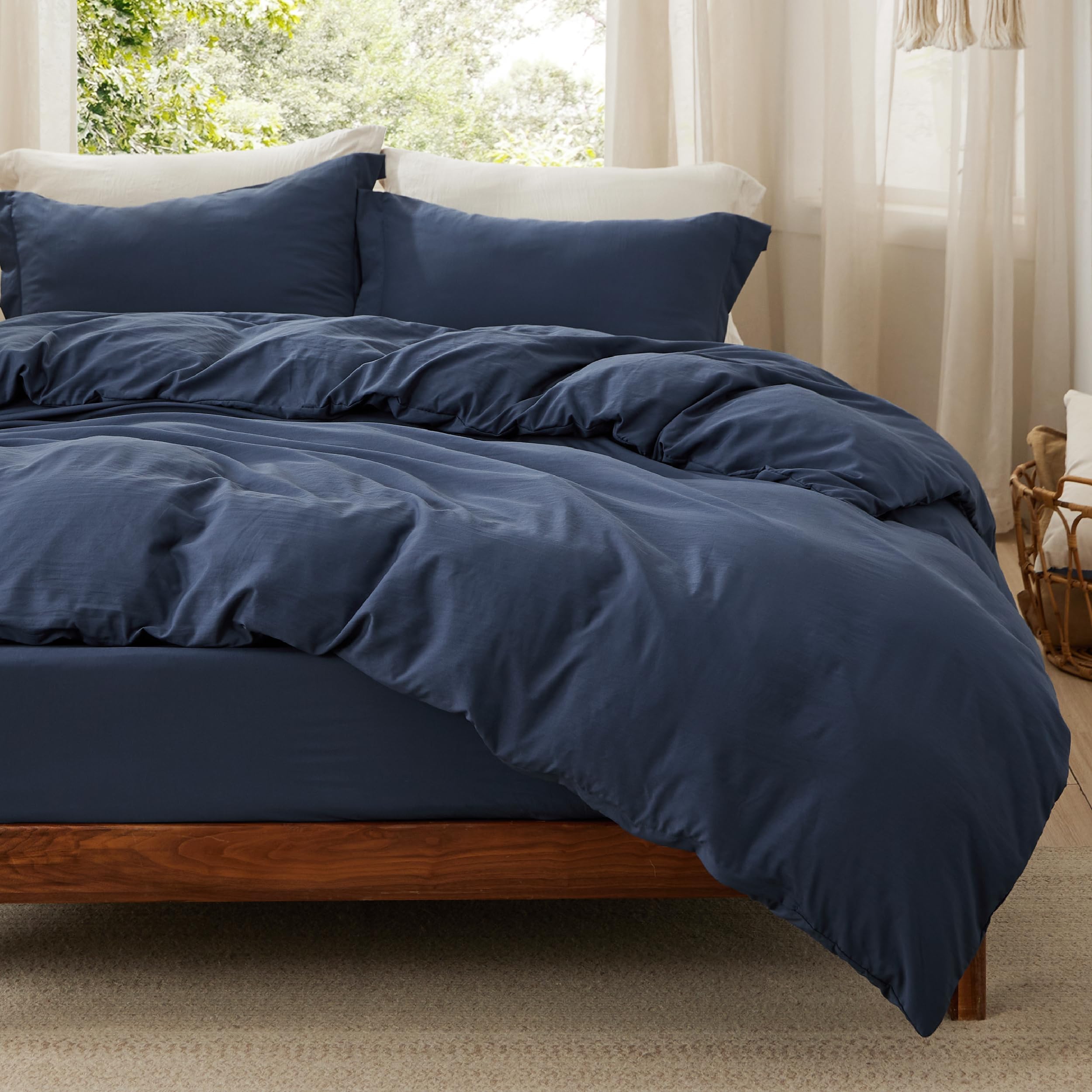 Bedsure Soft Prewashed Duvet Cover Set with Zipper Closure and Pillow Covers, Comforter Not Included