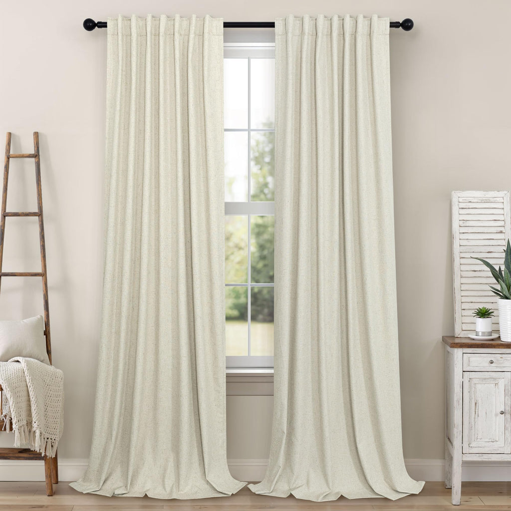 Faux Linen Thermal Blackout Curtains for Bedroom