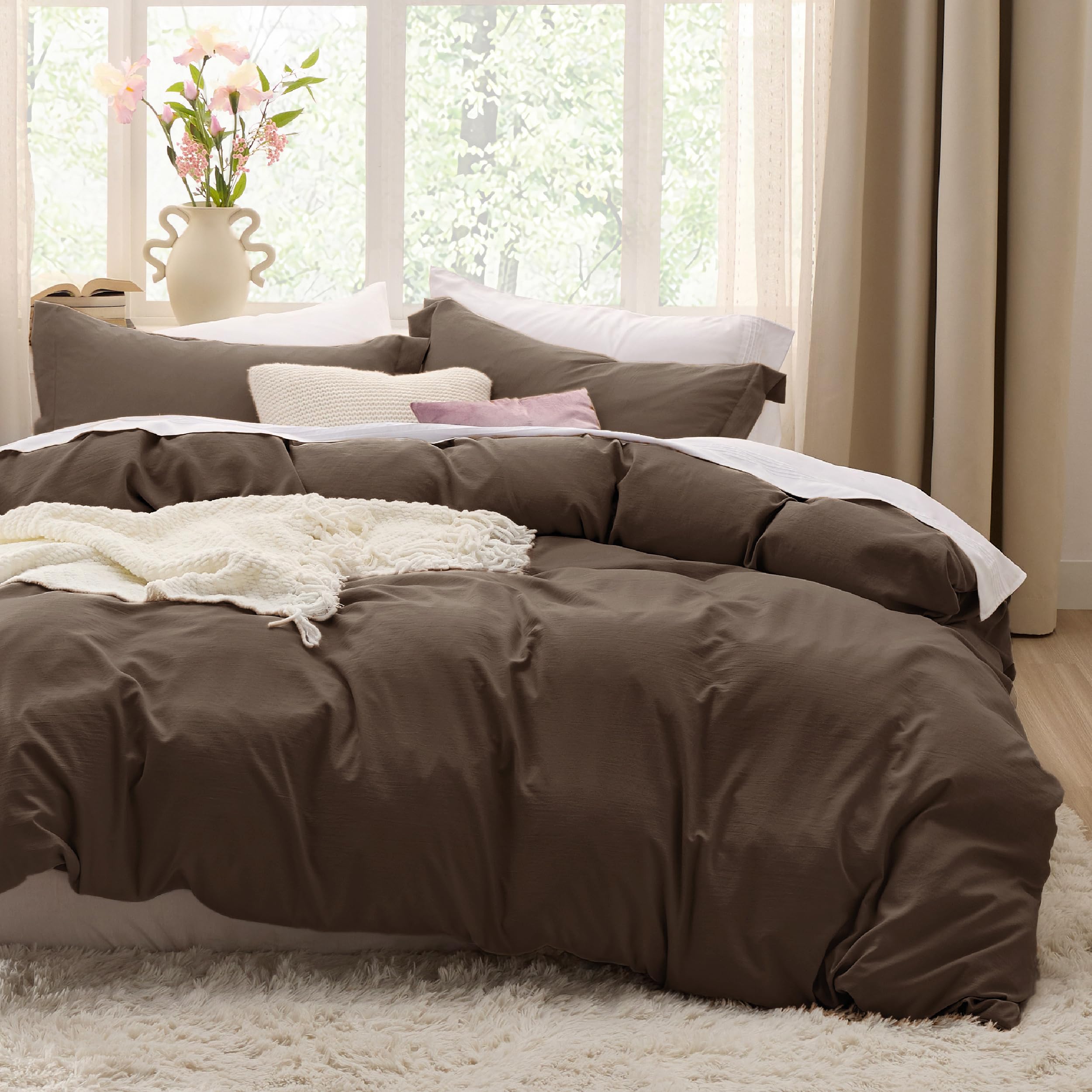 Bedsure Soft Prewashed Duvet Cover Set with Zipper Closure and Pillow Covers, Comforter Not Included