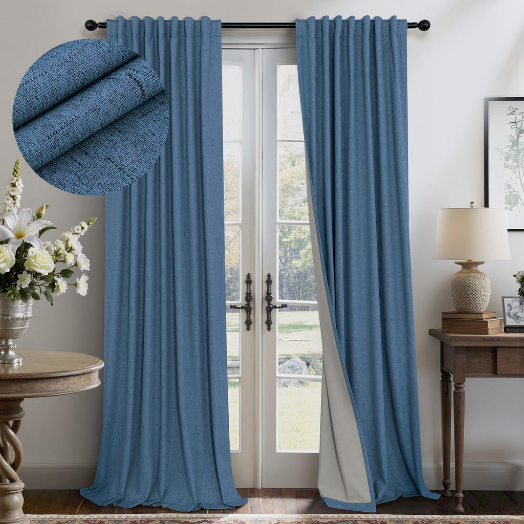 Faux Linen Thermal Blackout Curtains for Bedroom