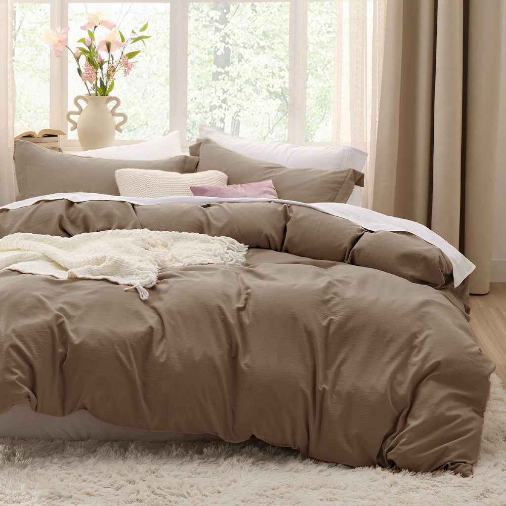 Bedsure Soft Prewashed Duvet Cover Set with Zipper Closure and Pillow Covers, Comforter Not Included