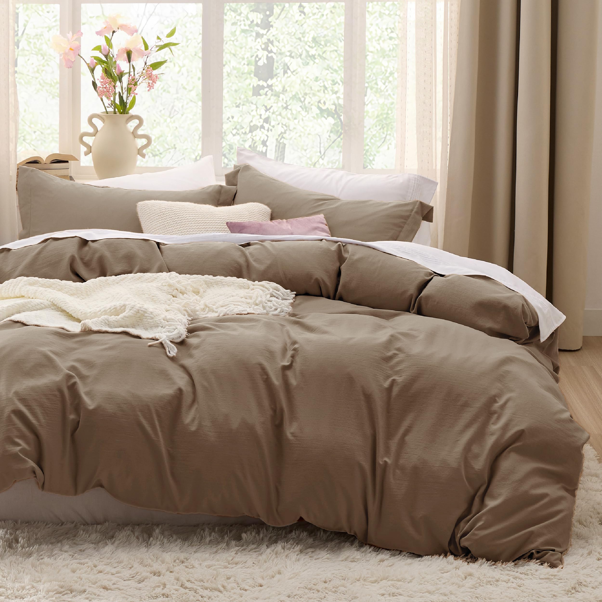 Bedsure Soft Prewashed Duvet Cover Set with Zipper Closure and Pillow Covers, Comforter Not Included