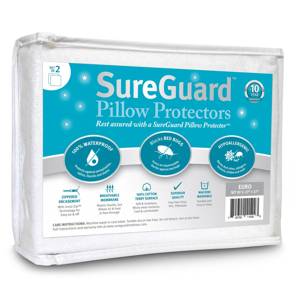 Waterproof Hypoallergenic Pillow Encasements, Pair