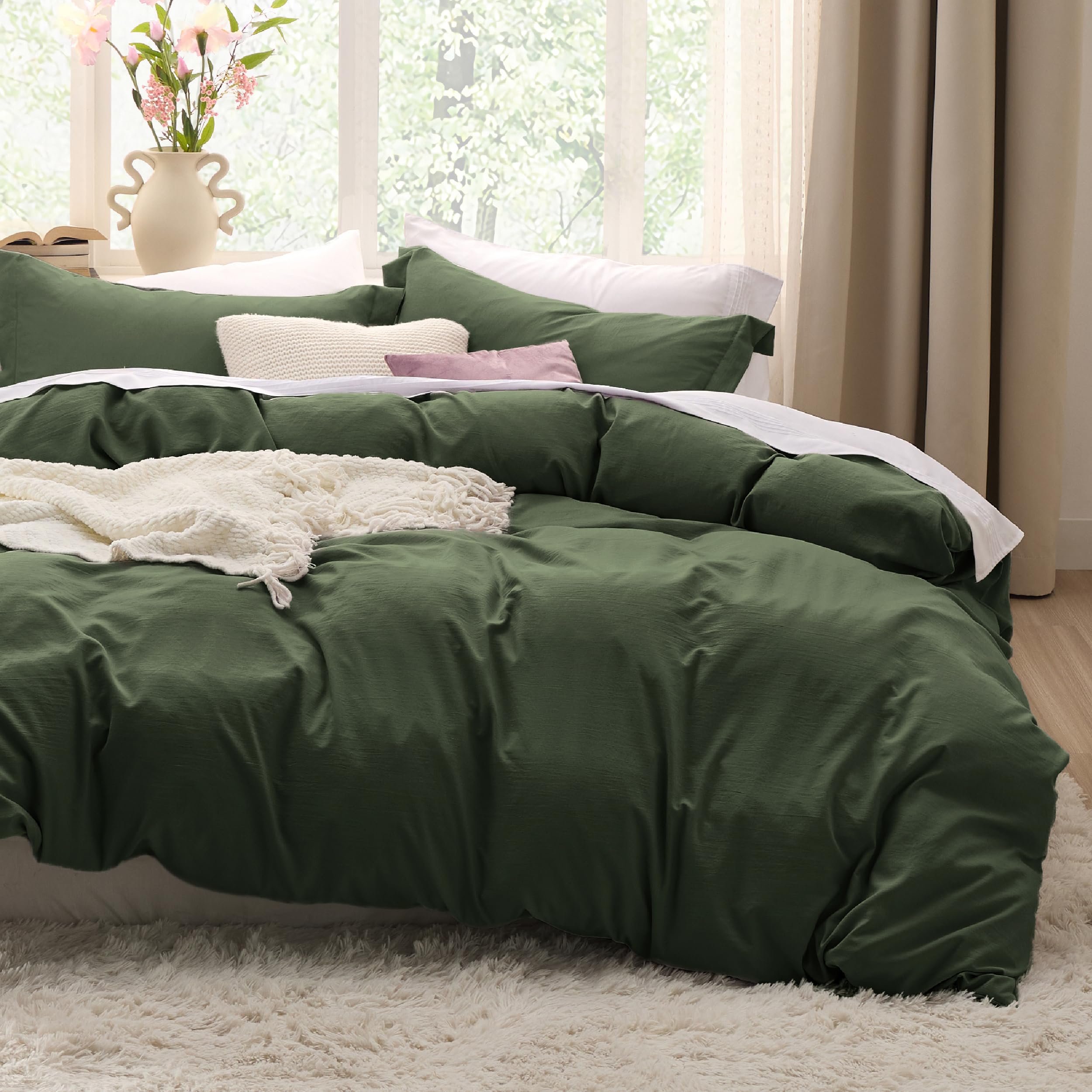 Bedsure Soft Prewashed Duvet Cover Set with Zipper Closure and Pillow Covers, Comforter Not Included