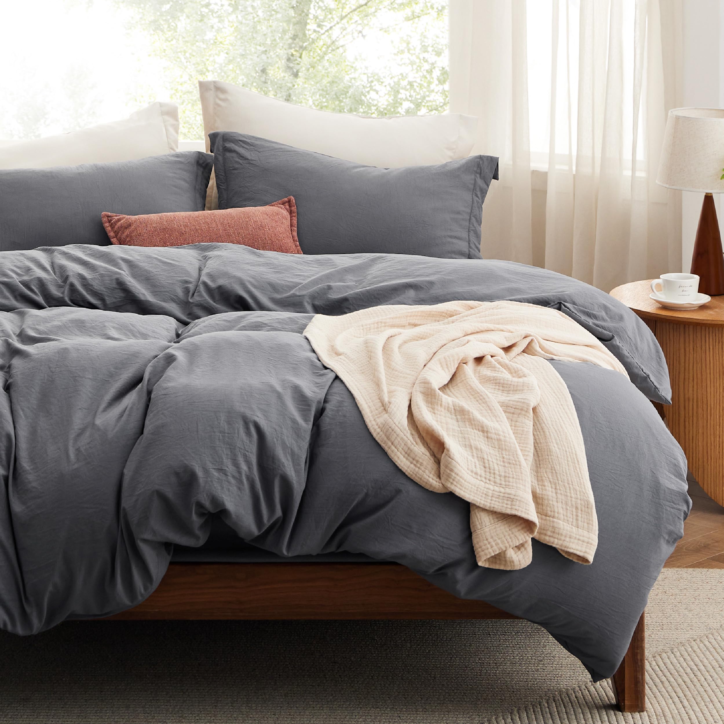 Bedsure Soft Prewashed Duvet Cover Set with Zipper Closure and Pillow Covers, Comforter Not Included