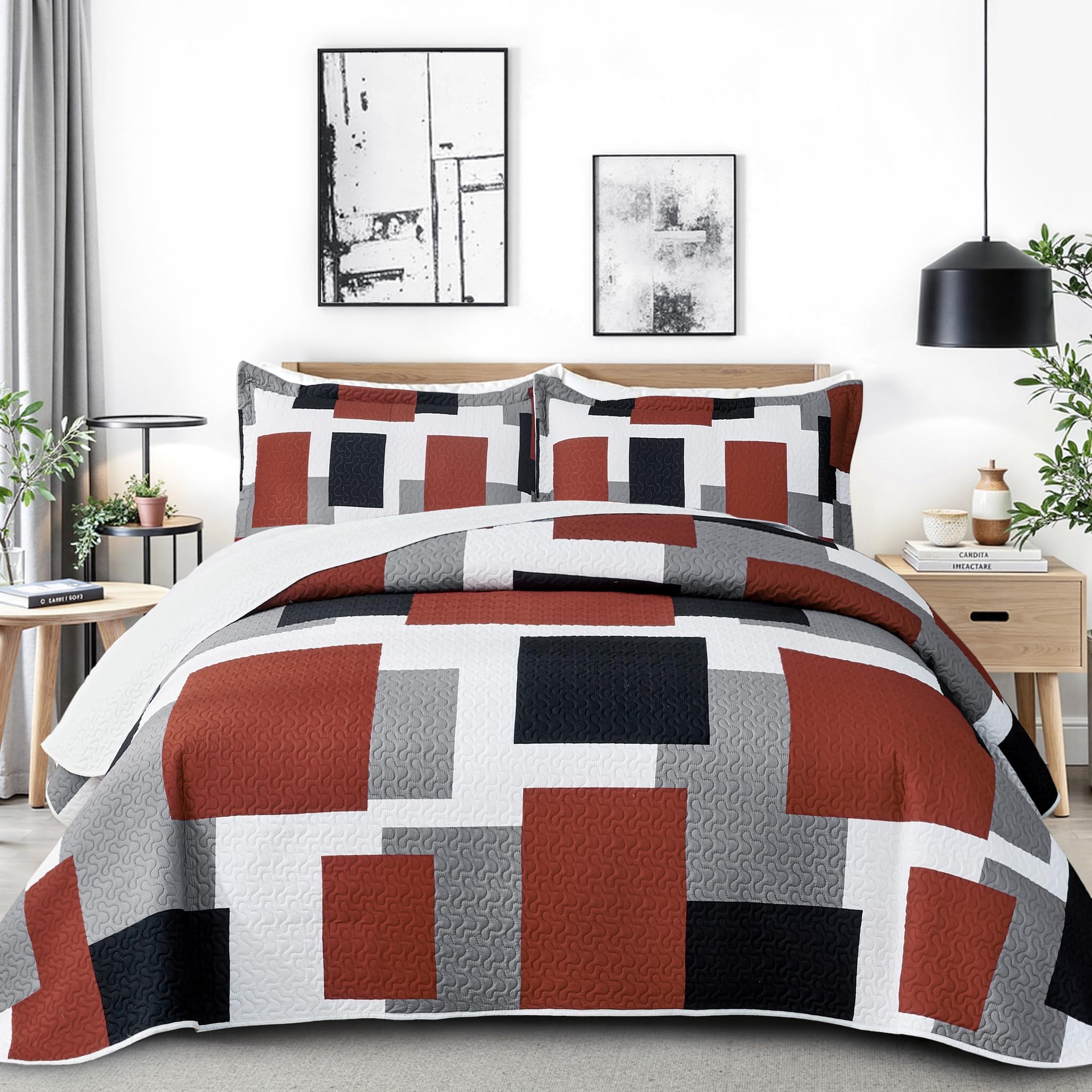 Modern Geometric Abstract Bedding Set, 3 Pieces