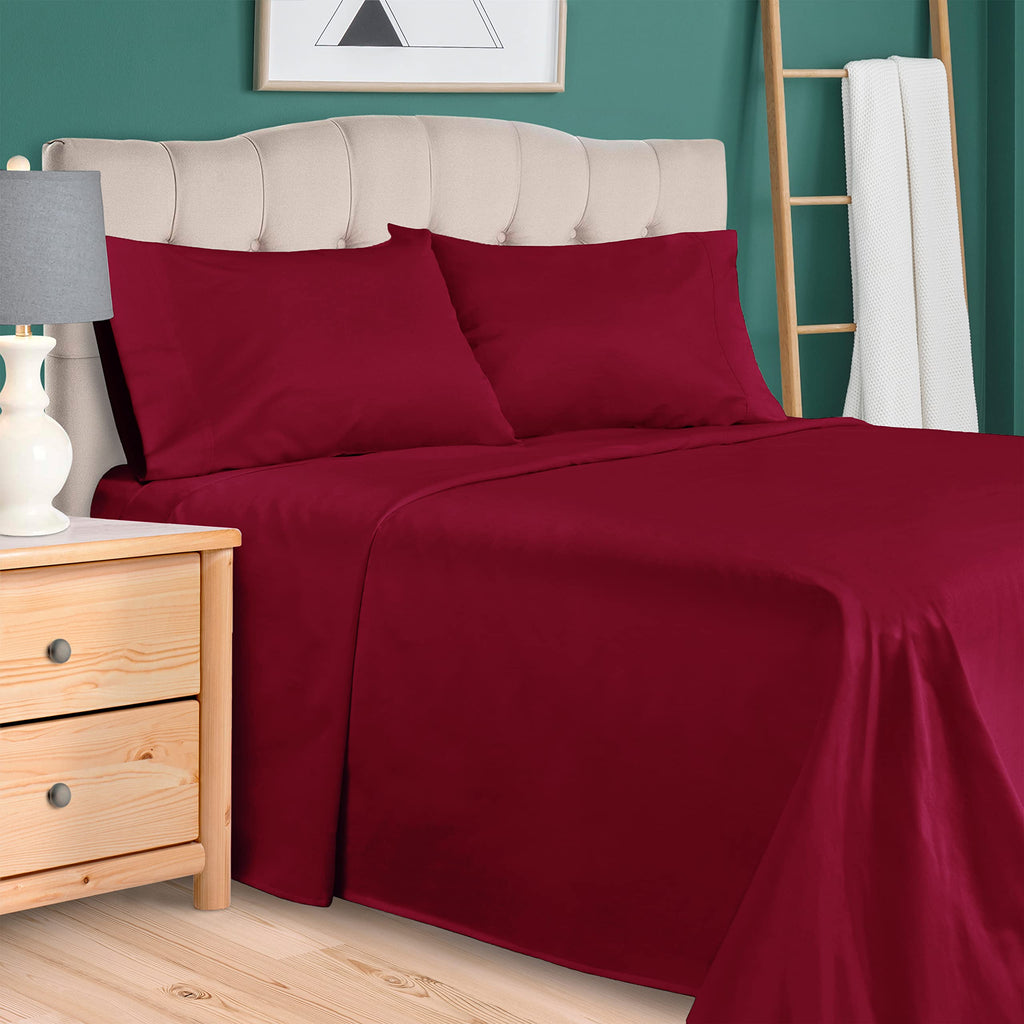 Superior Egyptian Cotton 300 Thread Count Bed Sheet Set, 1 Elastic Deep Pocket Fitted Sheet, 1 Flat Sheet, 2 Pillowcases, Soft Bedding, Luxury Sheets, Sateen Weave