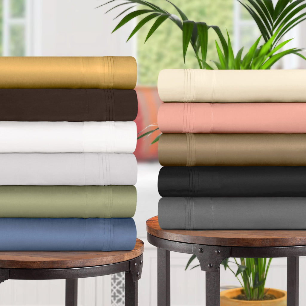 BLUENILEMILLS BNM Luxury Egyptian Cotton Bedsheet Set, 1500 Thread Count Bedding, Ultra Soft, Premium Quality, Wrinkle Free, Includes 1 Fitted Sheet, 2 Pillowcases, 1 Flat Sheet, Full, Ivory