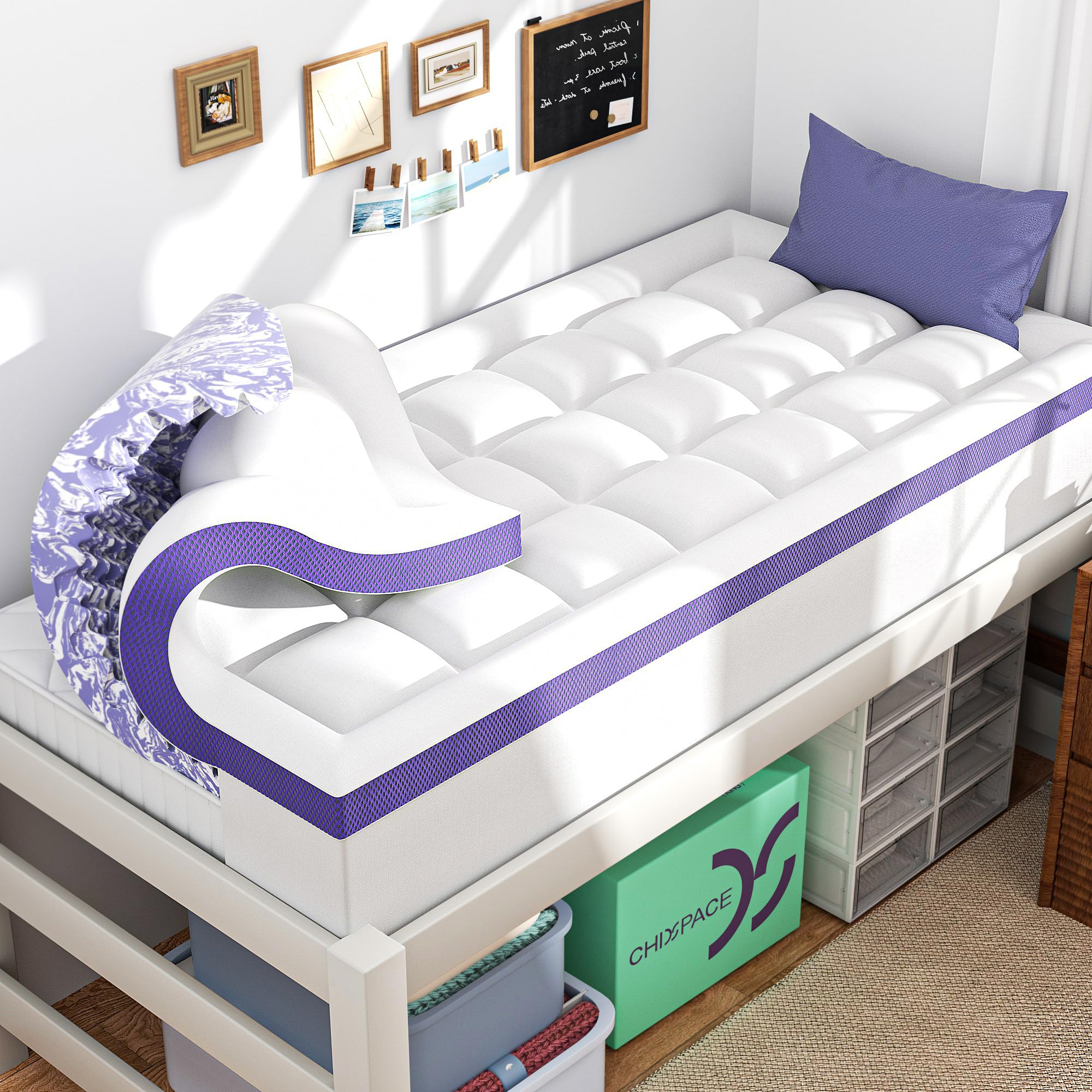 Dual-Layer Memory Foam Mattress Topper, 4-Inch
