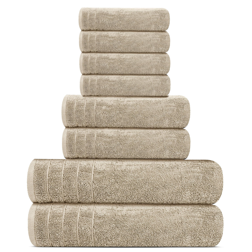 Lightweight Cotton Bathroom Towel Set, 8 Pieces