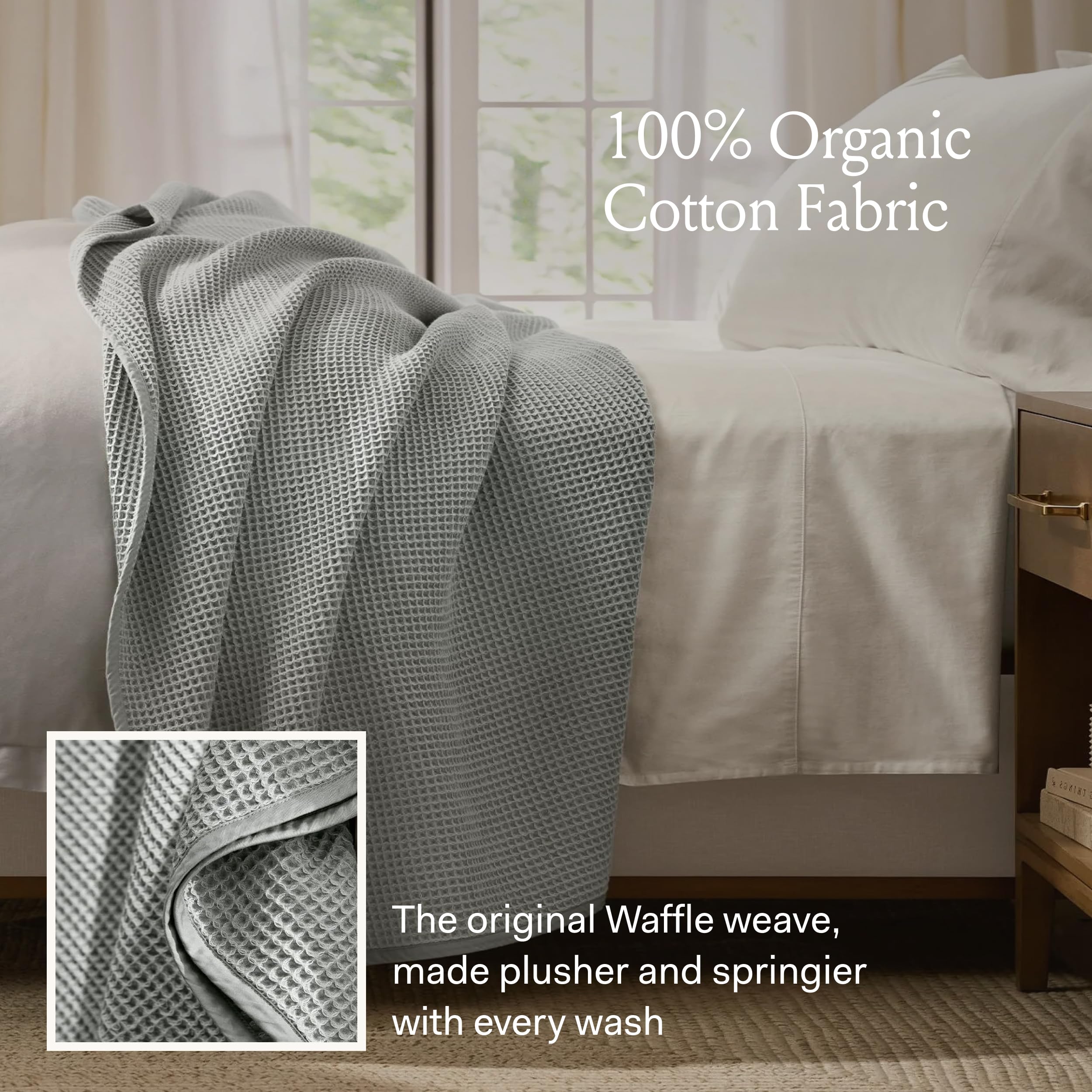 BOLL & BRANCH Waffle Bed Blanket – Luxurious 100% Organic Cotton Bedding