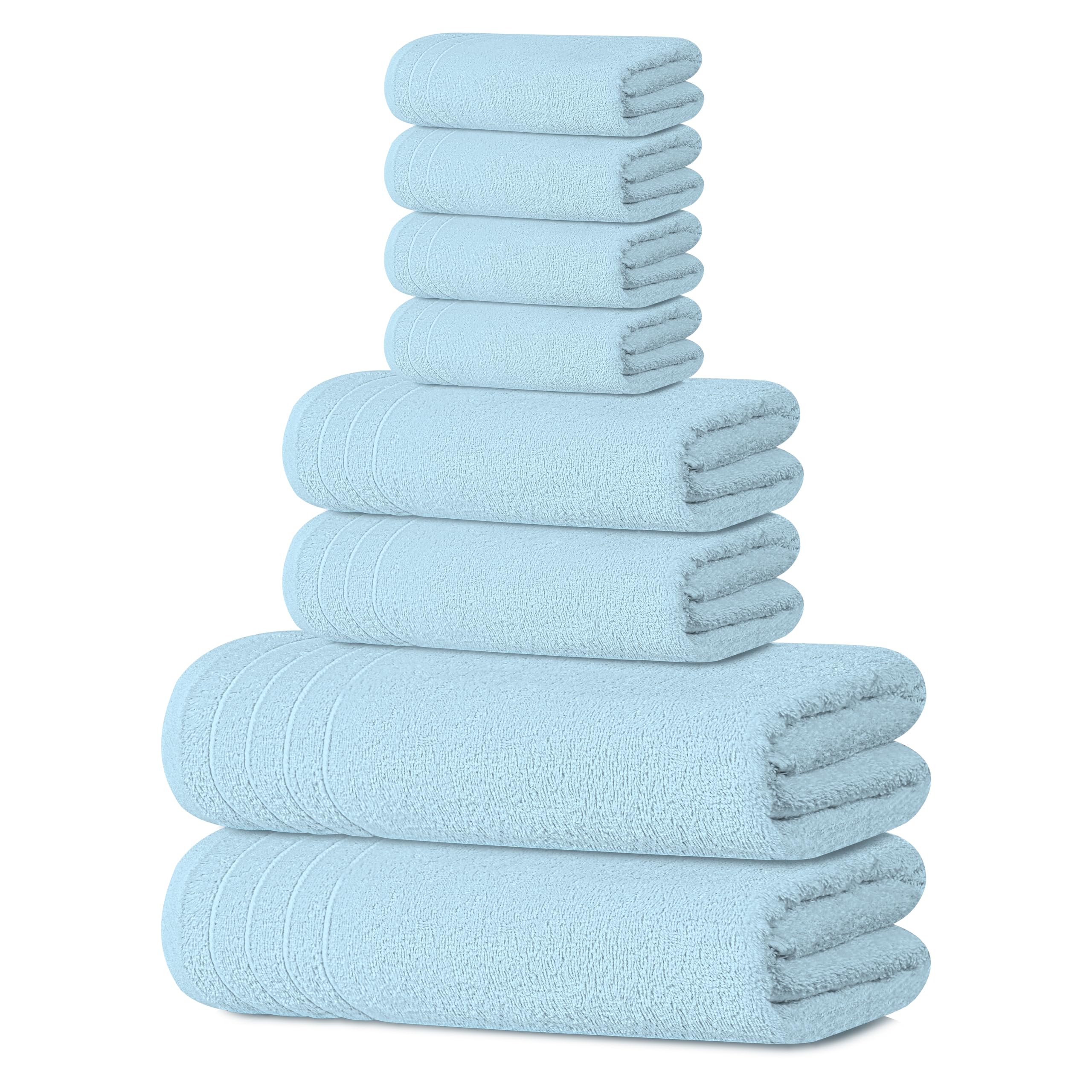 Lightweight Cotton Bathroom Towel Set, 8 Pieces